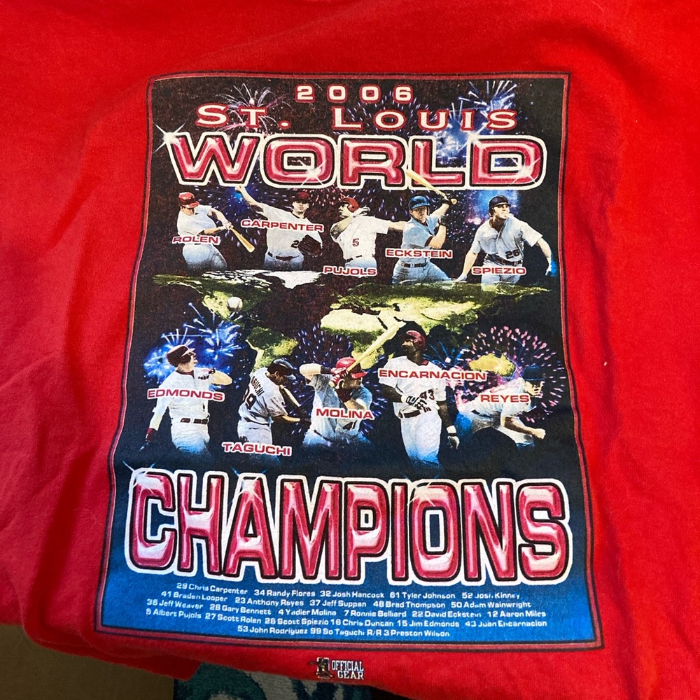 Saint Louis Cardinals 2006 World Series Champions Shirt; XL